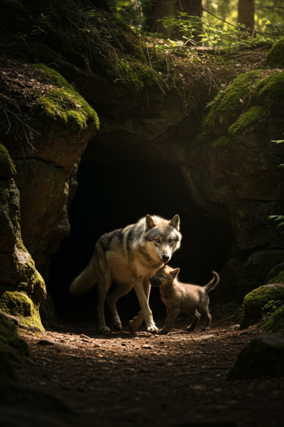 Wolf, Cub, and Man